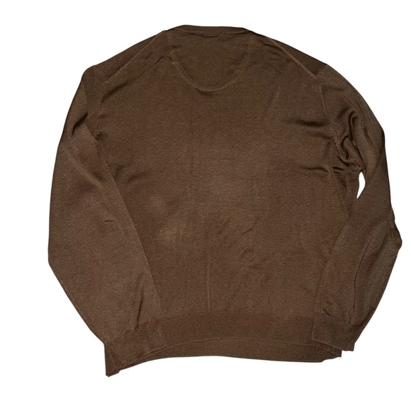 Men's Brown V-Neck Sweater 100% Silk XXL - Picture 3 of 6